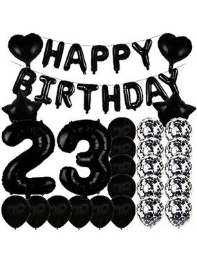 23rd Birthday Balloons Black Party Supplies Number Balloons Confetti Decor